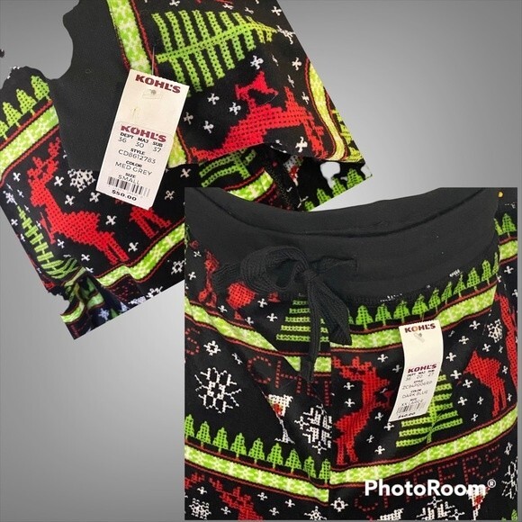 NWT-Women’s L/XL Christmas Loungewear Set black/green/red and white - Picture 3 of 3